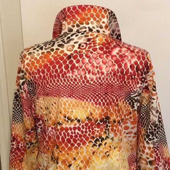 Erin by Erin Fetherson Women’s Multi Color Zipper Jacket Top Animal Large Petite - Picture 5 of 9